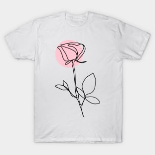 Continuous line drawing rose T-Shirt